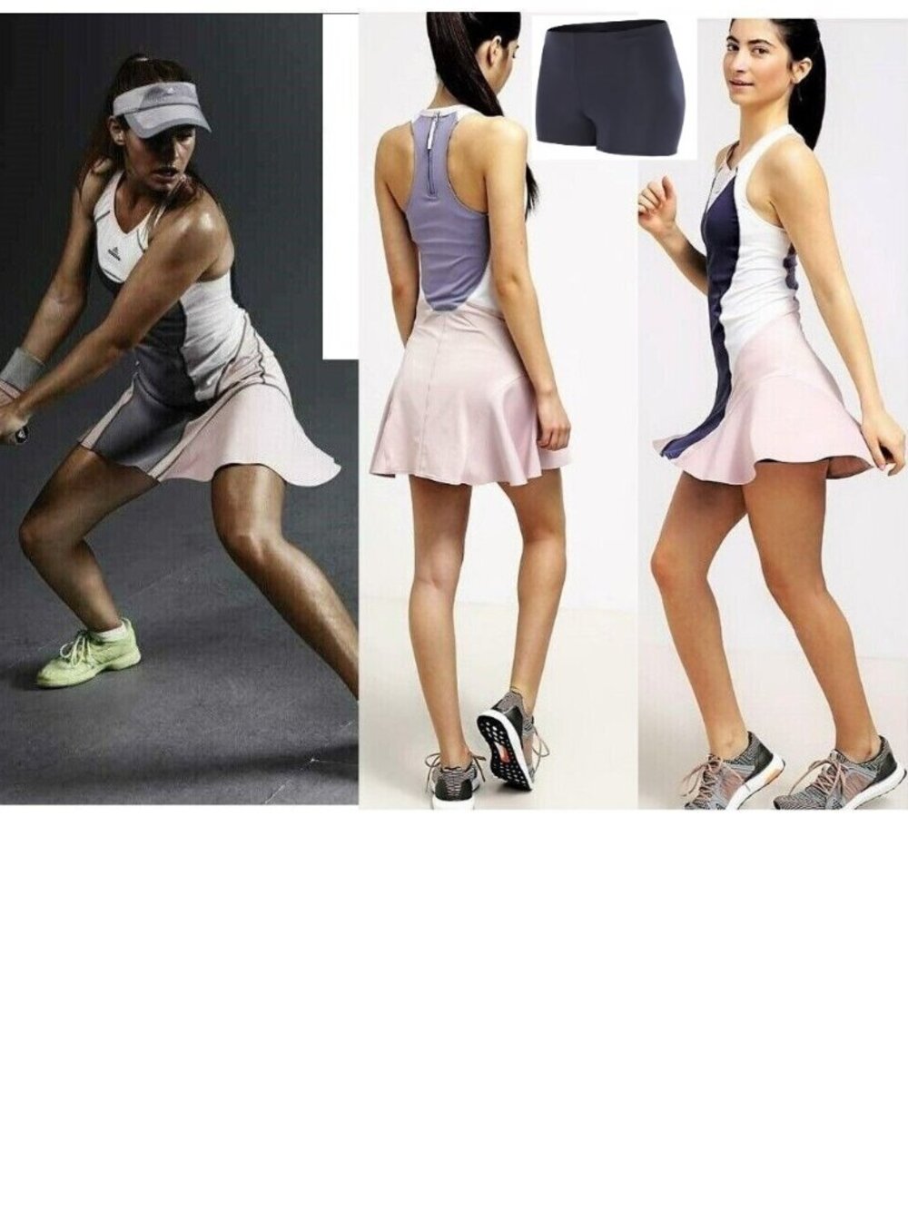 NWT ADIDAS Stella McCartney Tennis Dress + Shorts w/ BACK ZIPPER gray S Small